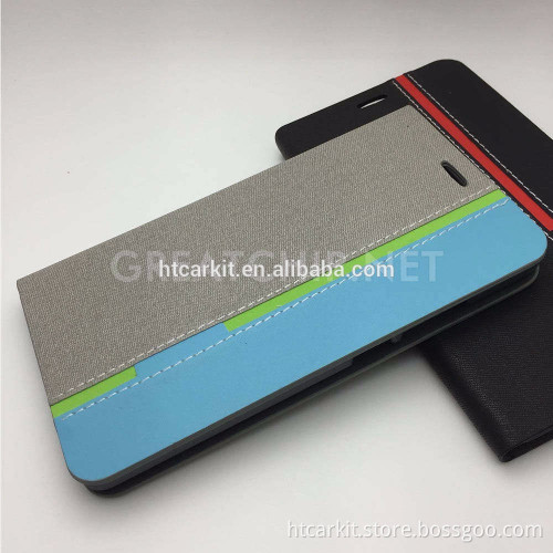 Contrast Color PU Leather Flip Stand Phone Bag Vintage Case Cover for huawei P9